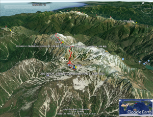 室堂から剱岳までのGPSの往復記録